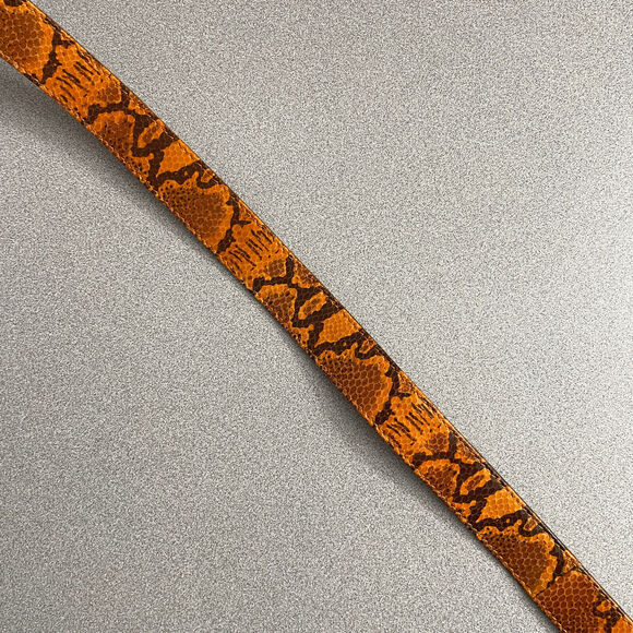GRLFRND Leather Belt Large Womens Orange Snake Print Silver Buckle Rope 1.25\